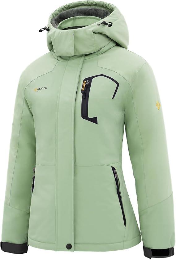 GEMYSE Women's Ski Snow Jacket Warm Winter Waterproof Coat Snowboard Rain Jacket Hooded Windproof Windbreaker M