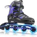 NYCTUS Inline Skates for Kids and Adults, Adjustable Inline Skates for Girls and Boys, Roller Skates for Women and Men with Full Light up Wheels (Medium-Big Kid, black)