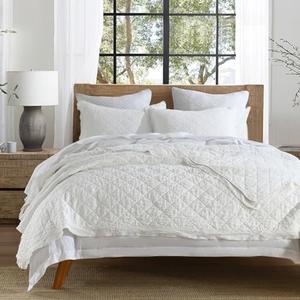 Amazon.com: HORIMOTE HOME 100% Linen Front/100% Cotton Back Quilt Set King Size, White Pre-Washed European Flax Linen Quilt, Diamond Stitch Bedspread Coverlet Bedding Set 3-Piece for All Seasons : Home & Kitchen