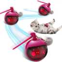 Interactive Cat Toys for Indoor Cats, Automatic Motion Activated Kitten Ball Toy, Moving Stimulation Cat Toys for Bored Indoor Adult Cats, Low Noise Fast Rolling Moving Ball (Rose Red)