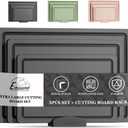 Empune Plastic Cutting Board Set, Recycled Plastic Cutting Boards for Kitchen (Set of 3), Dishwasher Safe Large Chopping Board with Holder, Non-slip Feet and Juice Grooves, Nonporous, Grey 