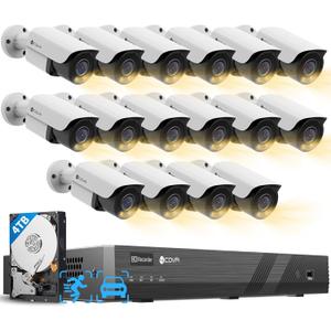 4COVR PoE 16 Channel Security Camera System, 2-Way Talk & Dual Lights Smart Full Color Night Vision, 16x 5MP Business IP67 Bullet IP Camera AI Human Vehicle Detection, 16CH NVR 4TB HDD, LY37YX5M1616