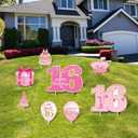 Sweet Happy 16th Birthday Party Yard Sign Set of 8 Pink 16 Birthday Yard Signs with Stakes and Outdoor Lawn Decoration for Girls