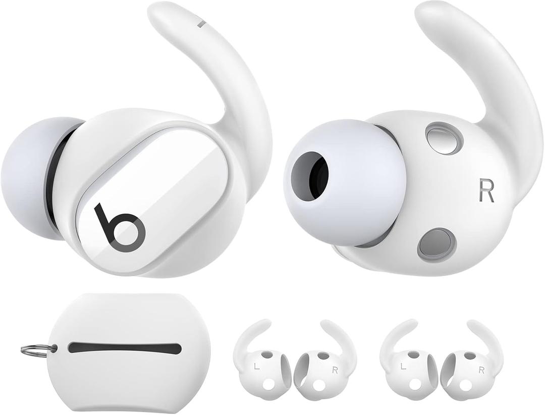 AhaStyle 3 Pairs Beats Studio Buds Ear Hooks Anti-Slip Ear Covers Silicone AccessoriesNot Fit in The Charging Case Compatiable with New Beats Studio Buds 2021 (White)