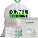 ValueGuard Large Trash Bag 13 Gallon Tall Drawstring 100% Post Consumer Recycled Garbage Bag Waste Bag for Kitchen Office, 120 Count