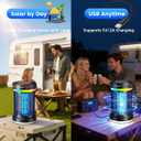 Solar Bug Zapper Outdoor, High-Efficiency Mosquito Zapper, 5 Modes Fly Zapper, Smart Auto ON/Off, Cordless Long-Lasting 6000mAh Fly Zapper for All Night, Indoor & Outdoor