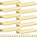10 Pack Gold Finger Pulls for Cabinets, 6" Edge Drawer Pull Concealed Modern Aluminum Closet Door Kitchen Cabinet Handles Hardware, Brushed Gold