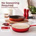 Kitchen Academy Enameled Cast Iron Cookware Sets - 7Pcs Pots and Pans Set Non Toxic, Induction Dutch Oven Set, PFOA&PFAS Free, 7 Pcs - Red