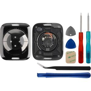 New Back Cover Glass Heart Rate Part Connector Compatible with Apple Watch Series 7 45mm (Only for GPS) with Upgraded Repair Tools Kit