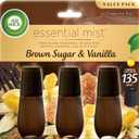 Air Wick Essential Mist Refill, 3ct, Brown Sugar & Vanilla, Fall Scent, Essential Oils, Air Freshener