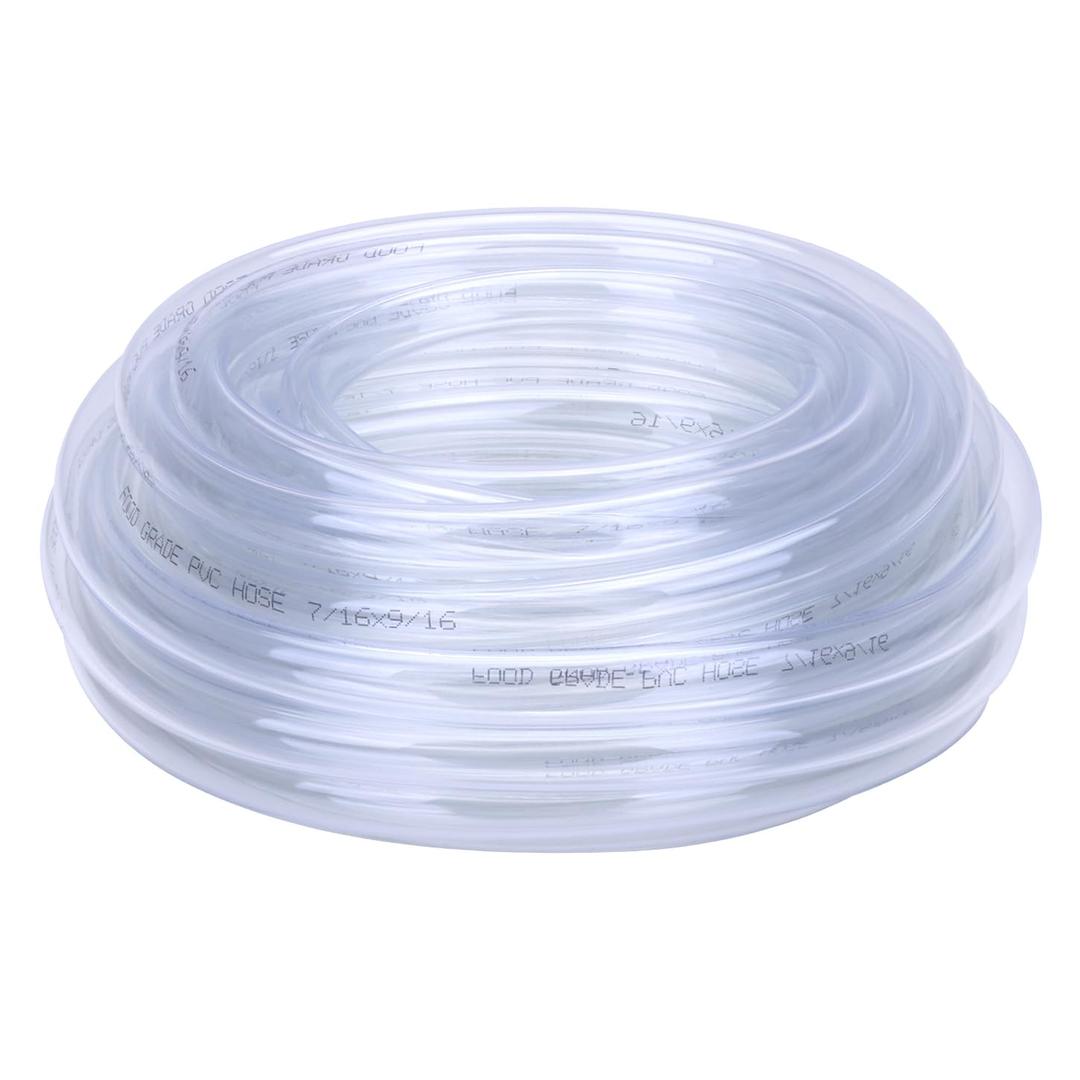 DERNORD PVC Tubing 7/16"ID X 9/16"OD Flexible Clear Vinyl Hose 25 Feet for Food Grade