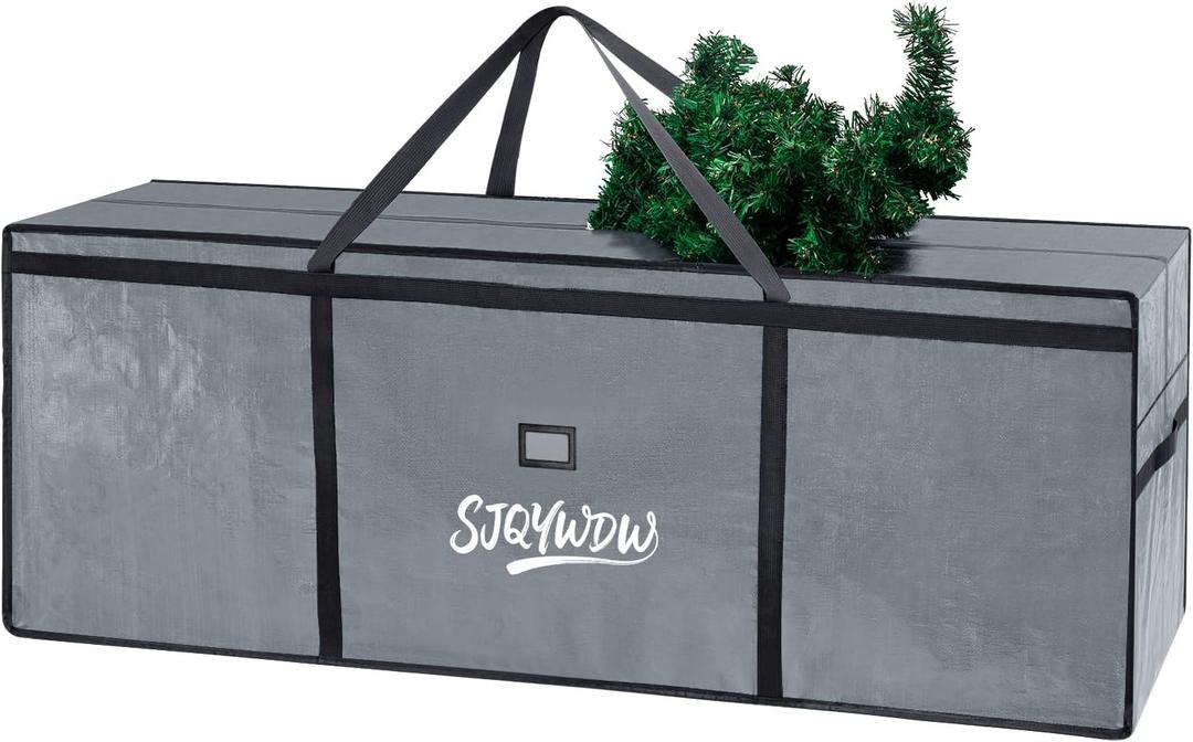 Extra Large Christmas Tree Storage Bag 12 ft for Xmas Trees - Grey | Heavy Duty, Built-in Zip Mesh Pockets, Reinforced Handles, Dual Zippers Wide Opening, Thickness PE Bag, Moving Bags