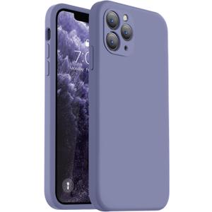 Vooii Compatible with iPhone 11 Pro Case, Upgraded Liquid Silicone with [Flat Edges] [Camera Protection] [Soft Anti-Scratch Microfiber Lining] Phone Case for iPhone 11 Pro 5.8 inch - Lavender Grey