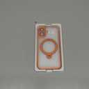 Compatible with iPhone 17 Case with 360 Spin Magnetic Ring Stand [Compatible with Mag-Safe] Full Camera Lens Protector Plating Clear Phone Case for iPhone 17 6.3", Orange