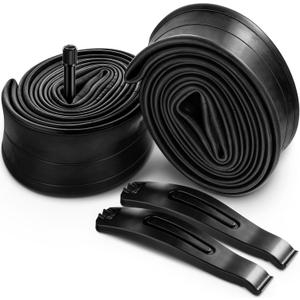 Hapleby 2PCS Premium Bike Tubes Compatible for 26 Inch x 1.75/1.95/2.10/2.125 Bike Tire, Mountain Bike Inner Tube with Schrader Valve, 2PCS Levers