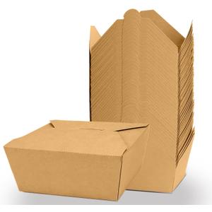 50 PCS 30 Oz Microwave Safe Kraft Paper Takeout Containers - Leak & Oil Resistant Disposable Lunch Boxes for Home Restaurant & Party Gatherings