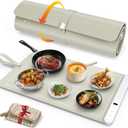 FYY Food Warming Mat - Electric Warming Tray with 6 Temperature Settings and 6 Hours Timer, Full Surface Graphene Heating Food Warmer, Premium Rollable Heating Tray for Gatherings, Parties, Khaki (X Large Size: 24"x15")