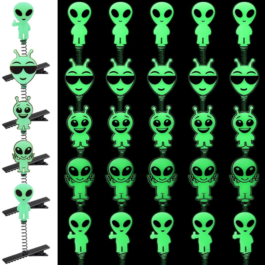 30 Pcs Mini Glow in the Dark Hair Clips Rave Hair Clips for Women Carnival Music Festival Holiday Party Supplies (Alien)