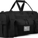 LHI 50L Tactical Duffle Bag for Men, 3-in-1 Gym Duffle and Backpack, Shoe Compartment, Laptop Sleeve and MOLLE, Carry-On Travel Weekender and Overnight Bag  Black