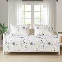 Twin Daybed Cover Set Floral Daybed Bedding 3 Piece Reversible Cozy Day Bed Cover Double Sided Quilt Bedding Purple Flower DayBed Comforter All Season for Twin Bed with 2 Standard Shams,39"x75"