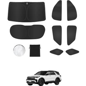 8PCS Window Shades for Ford Explorer(2011-2019) Accessories  Full Coverage Sun Shade for Side Windows, Rear Triangular & Windshield  UV Protection & Privacy for Camping, Napping, Relaxing