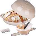VORRINGARD Enameled Cast Iron Dutch Oven Pot with Lid, Bread Oven for Sourdough Bread Baking, Dutch Ovens with Bread Proofing Basket& Baking Supplies Set, 6 Quart, Latte