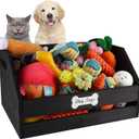 Geyecete Large Dog Toy Bin for Toy Chest,Wood Dog Toy Box with Handle,Dog Toy Basket for Dog Organization and Storage Puppy Toy Basket Dog Toy Chest