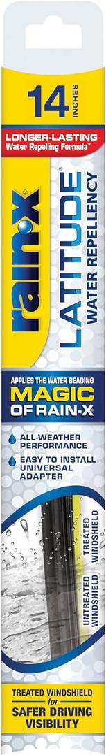 Rain-X 5079272-2 Latitude 2-In-1 Water Repellent Wiper Blades, 14 Inch Windshield Wipers (Pack Of 1), Automotive Replacement Windshield Wiper Blades With Patented Rain-X Water Repellency Formula