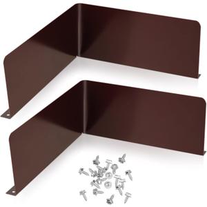 2 Pcs Gutter Valley Splash Guards Downspout Diverter Roof Rain Diverter Roofing Gutter Guards with 20 Pcs Matching Gutter Screws Rain Gutter Guards for Corner House, Brown (Bent Style)