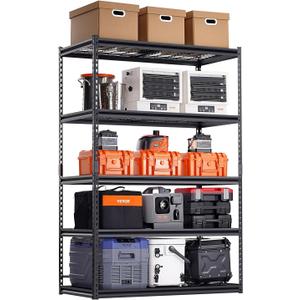 VEVOR Storage Shelves, 3000 lbs, 5 Tier Heavy Duty Garage Shelving, 24" D x 48" W x 72" H Adjustable Metal Shelves for Industrial Shelving Unit Utility Shelf, for Kitchen, Warehouse, Basement, Black