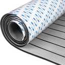 OCEANBROAD EVA Foam Boat Flooring with 3M Adhesive Backing Marine Self-Adhesive Decking 96''x45.6''/36''/28.8''/16.8'', 48''x16.8'' Faux Teak Sheet for Jon Boats Swim Platform Helm Pad RV Floor (Gray with Black Seam Lines)