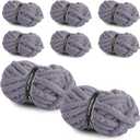 8 Packs Jumbo Chunky Chenille Yarn - 1820g(64oz) 254 Yards (761ft) Bulky Yarn - Chunky Yarn for Hand Knitting Blanket,Cushions, Pet Bed - Soft and Durable (Grey)