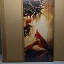 EAGLOG Jesus Christ with Red Cardinal Canvas Wall Art, Crown of Thorns Christian Religious Decor, Bird on Hand Spiritual Artwork for Living Room Bedroom Church Prayer Room Home Decorate