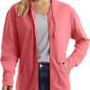 Hanes womens Slub Knit Full-zip Hoodie, Textured Cotton Zip-up T-shirt Hoodie for Women (Red, L)