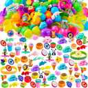 JOYIN 200Pcs Prefilled Easter Eggs with Assorted Toys Plus Stickers Inside for Easter Egg Hunt, Basket Stuffers Fillers for kids, Party Favors, Classroom Prize Supplies
