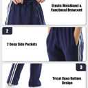 Rolimaka 4 Pcs Boys Sweatpants Soft Fleece Lined Open Bottom Youth Basic Athletic Joggers with Pockets Thermal Pants for Boys (Black, L)