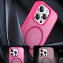 SPIDERCASE Designed for iPhone 14 Pro Max Case, Magnetic Translucent [2 Pack Tempered Glass Screen Protector] Anti-Fingerprint Anti-Scratch Case for iPhone 14 Pro Max 6.7, Hot Pink