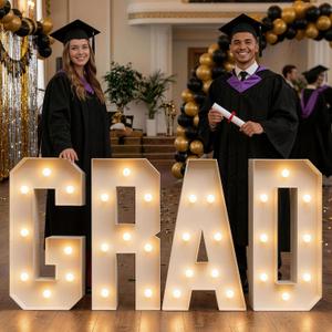 2026 Graduation Decorations - 3FT Large PRE-CUT GRAD Marquee Letters Kit - Mosaic Foam Board Sign - Class of 2026 Congrats Party Supplies for Kindergarten Preschool High School College