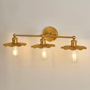 ZGLAOJT 3 Light Vintage Vanity Light Gold Bathroom Light Fixtures Over Mirror.
