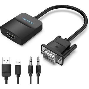 VENTION VGA to HDMI Adapter, Uni-Directional Gold-Plated VGA(Source) to HDMI(Display) Converter (Male to Female) with 0.5FT Audio Cable from PC, Monitor