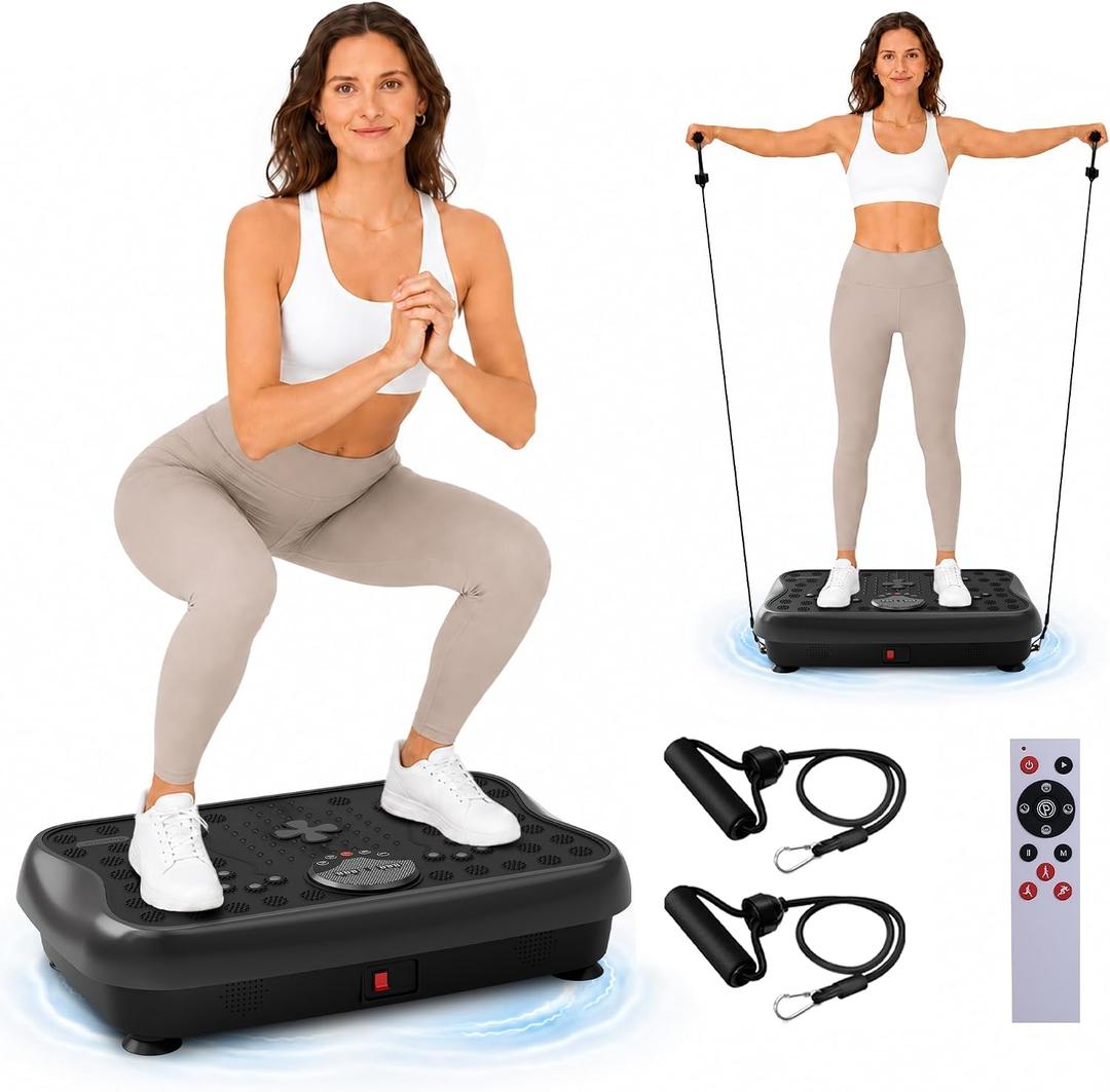 Vibration Plate Exercise Machine, Full Body Workout Vibrating Plate for Lymphatic Drainage Weight Loss, 460 Lbs Capacity Shake Platform with 300 speeds for Women Men