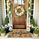 Kelarea Easter Artificial Coir Doormat Spring Welcome Door Mat, 17" x 29" Colorful Easter Eggs Front Door Mat, Non-Slip Entry Mats for Indoor Outdoor Entrance Home Decor