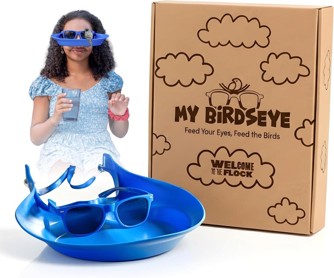 Interactive Wearable Bird Feeder Head Gear with Peck Proof Lenses | Bird Watching & Feeding Device with Comfortable Head Strap, for All Varieties of Your Feathered Friends You Meet