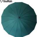 SoulRain 16 Ribs 48" Stick Umbrella Auto Open Solid Color Fashionable and SimpleArc Classic Wood HandleWindproof Unbreakable Stick Rain Umbrella