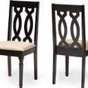 Baxton Studio Cherese Dining Chair and Dining Chair Sand Fabric Upholstered and Dark Brown Finished Wood 2-Piece Dining Chair Set