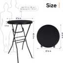 pollilar Cocktail Table 28in Portable Folding Bar Height Table, Compact Round High Top Plastic & Steel Bistro with Removable Legs, Indoor Outdoor RV Patio Catering Parties Commercial Events-Black, 70CM