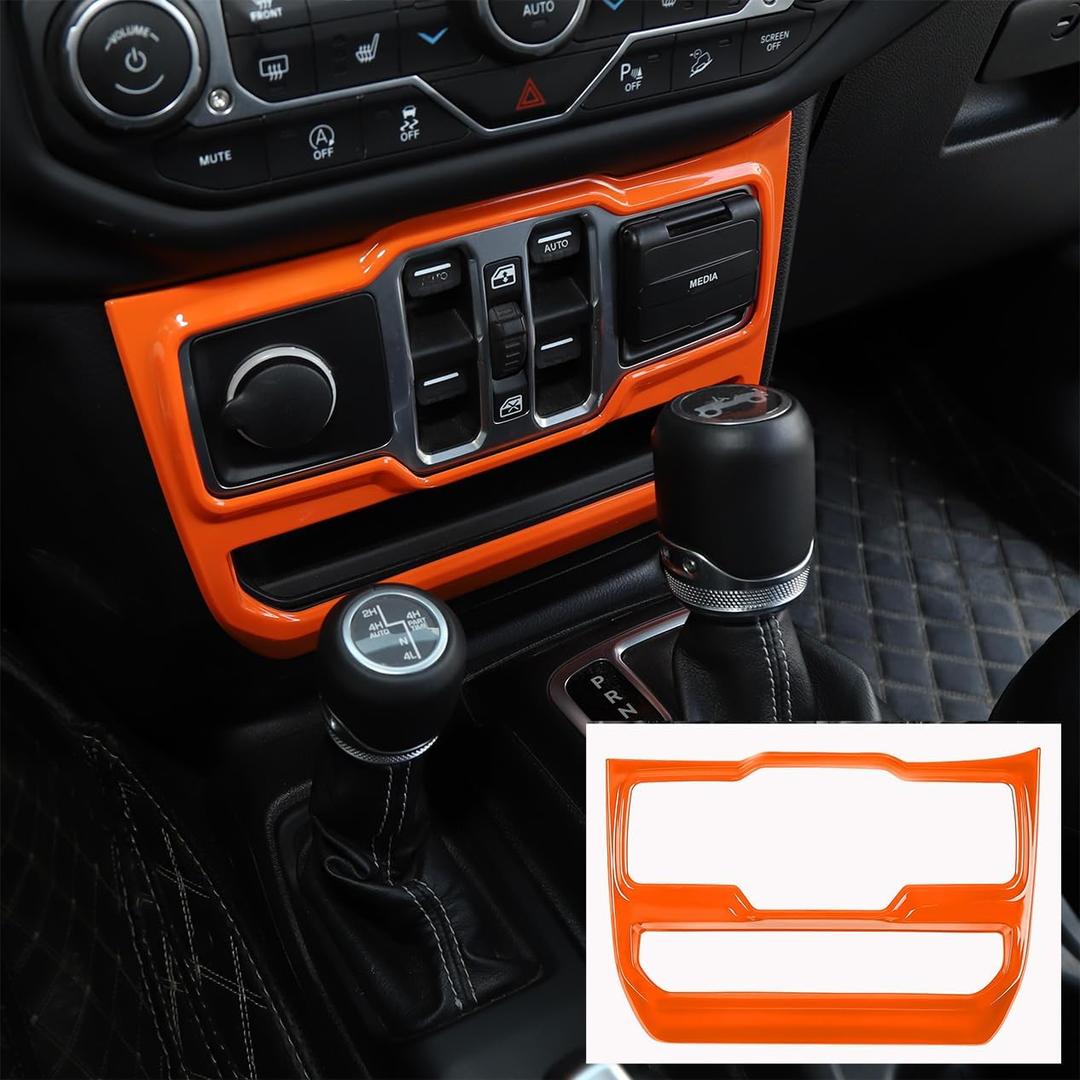 JeCar Orange Center Console Window Control Panel Trim Cover for 2018-2024 2025 Up Jeep Wrangler JL JLU Gladiator JT Interior Accessories