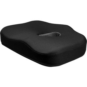 Type S Smoothing Premium Comfort Memory Foam Seat Cushion - Ergonomic Back Pain Relief for Coccyx Tailbone Sciatica Back Pain Relief for Office Chairs Gaming Chairs Car Seats Wheelchairs Chair Pad (Black)