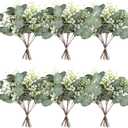 ZeKonan 40 Pcs Artificial Greenery Eucalyptus Stem Silver Dollar Leaves Baby Eucalyptus Leaves Suitable for Family Wedding Vase Centerpieces Bouquet Flower Arrangement