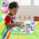 Funnymoom Easter Sensory Bin Filler Fine Motor Toys Include Tweezers 2 Scissors Clips 150 Pom Pom 30 Easter Wooden Bunny and Eggs 10 Sorting Cups for Easter Sorting Counting Training